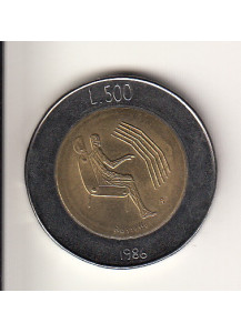 1986 Lire 500 Bimetallica Figura Umana con Macchina Fior di Conio San Marino